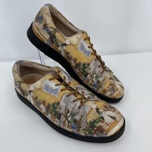 Icon Women Multi-Color Restaurant Watercolor Print Sneaker Made‎ in Italy Sz 6.5
